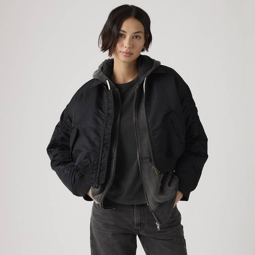 Bowie Cropped Bomber Jacket