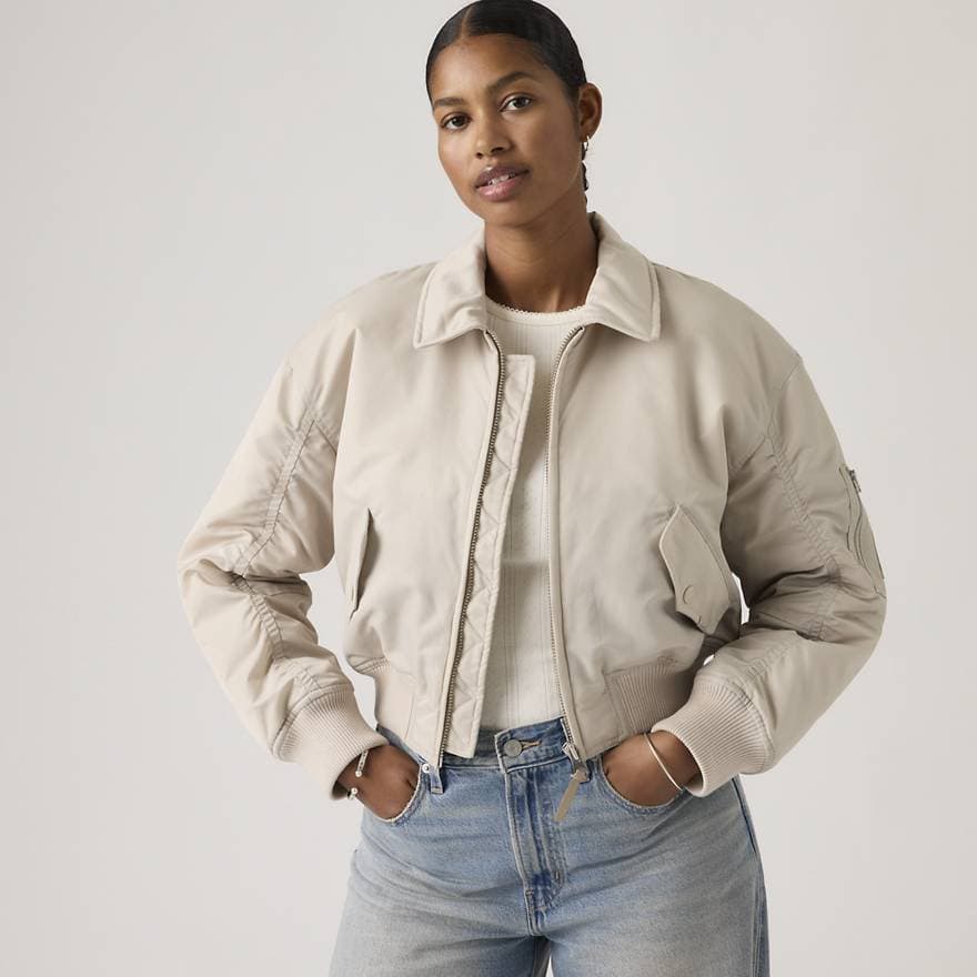 Bowie Cropped Bomber Jacket